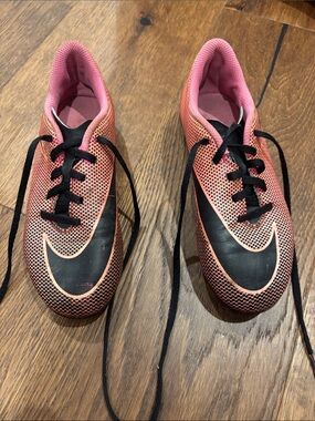 Nike Pink and Black Youth Soccer Shoes